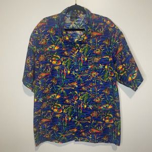 Toucan Dance By Fast Lane Men's Vintage Bold Tropical Fish Button Front Shirt XL